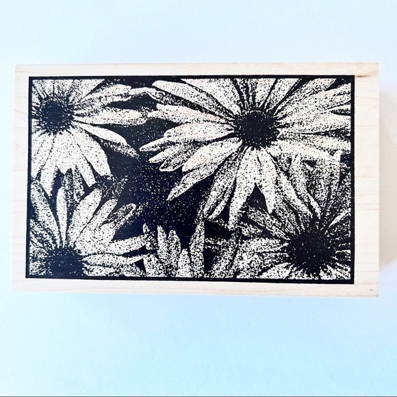 outlines Rubber Stamp Co Daisy Background Wood Mounted Rubber Stamp - Picture 1 of 6